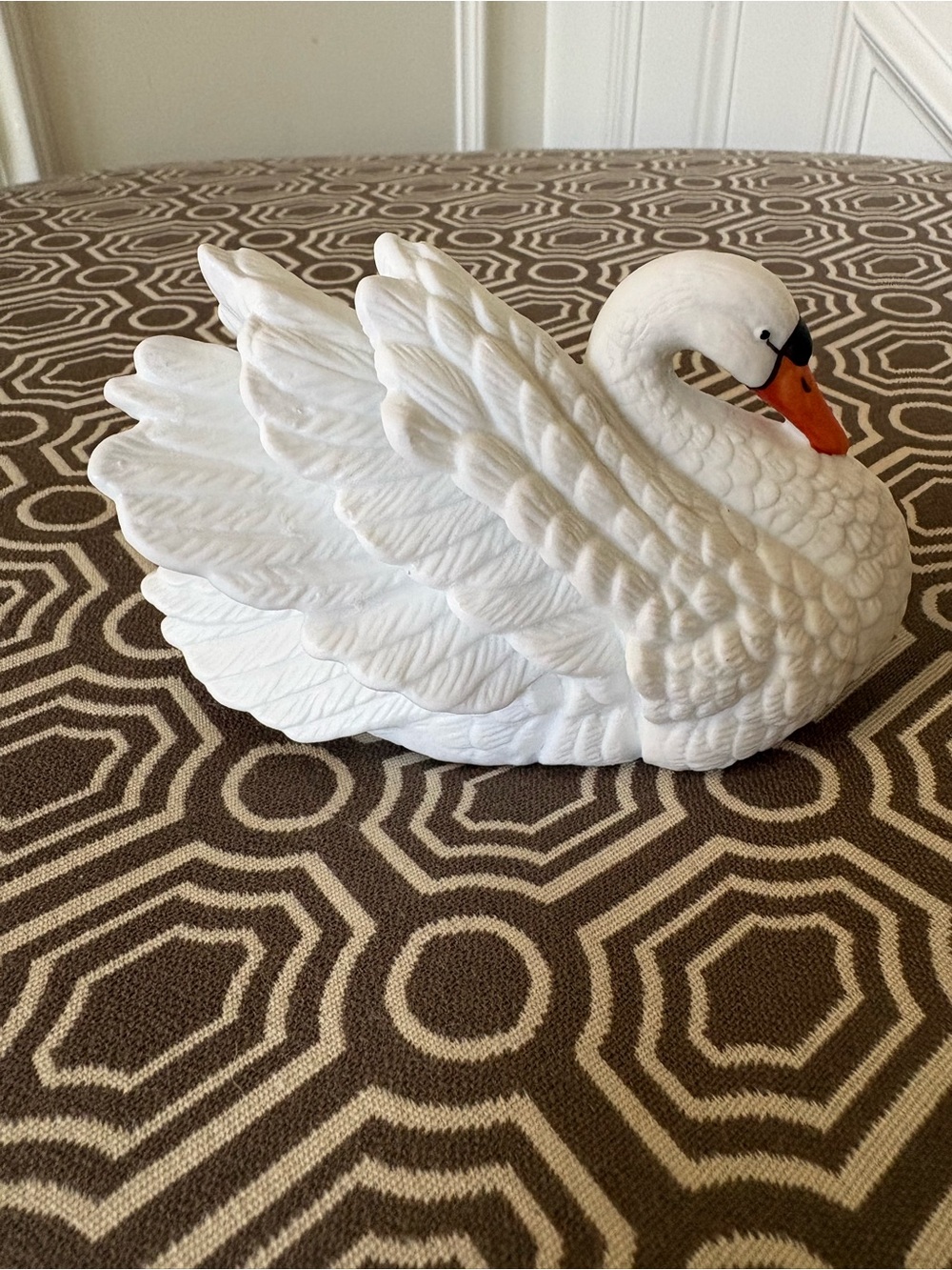 Royal Heritage White Swan Figurine with Orange Beak